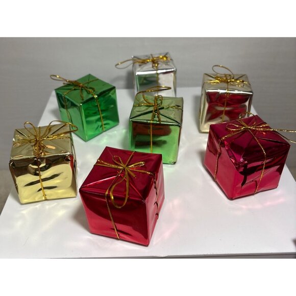 Red & Silver & Multicolor Christmas Ornament Bundle Mini Presents, Balls Tinsel - Picture 8 of 11